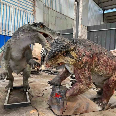 پارک موضوعی واقعی انیمیشن دایناسور Scutosaurus VS Gorgonops با حرکت و سفارشی سازی صدا