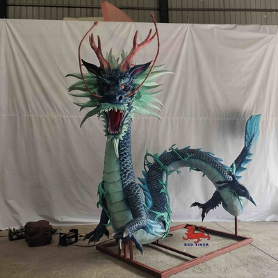 خرید زنده صدای واقعی حیوانات Animatronic موجودات افسانه ای چینی اژدهای سبز online manufacture