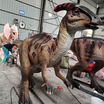 4M Long Lifelike Animatronic Roaring Parasaurolophus با دهان باز و چشمک زدن